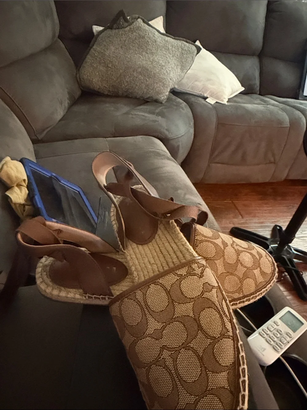Coach Tan/Brown Signature Canvas Espadrille Slingback